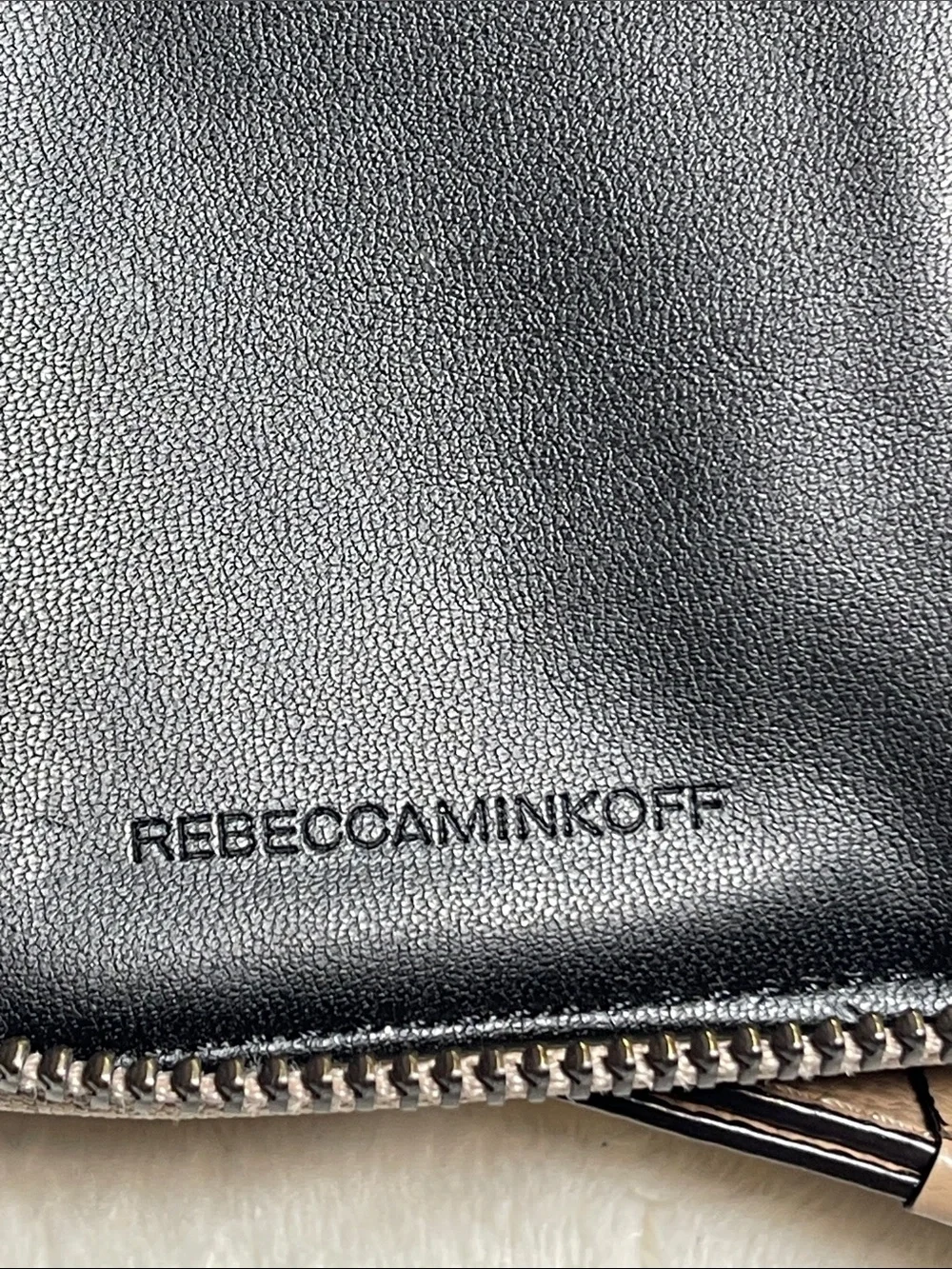 Rebecca Minkoff Regan Taupe Pebbled Leather Wristlet Wallet